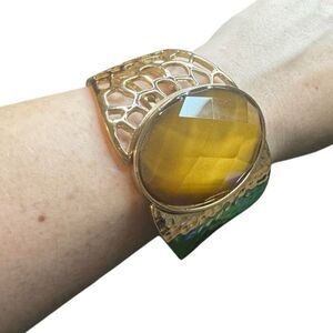 Gold Toned Statement Clamp Bracelet